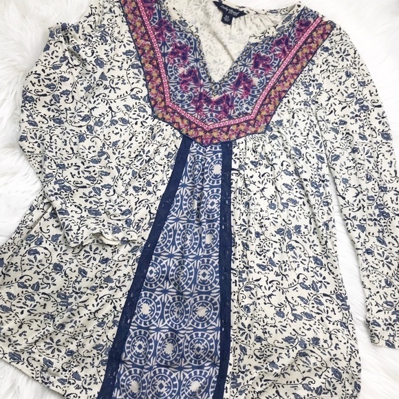 LUCKY Brand Boho Gypsy Embroidered Top XS - Picture 2 of 8